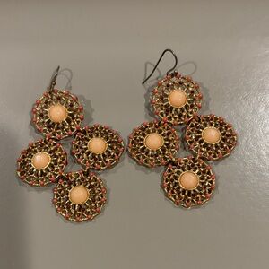Elegant Gold and Pink Dangle Earrings